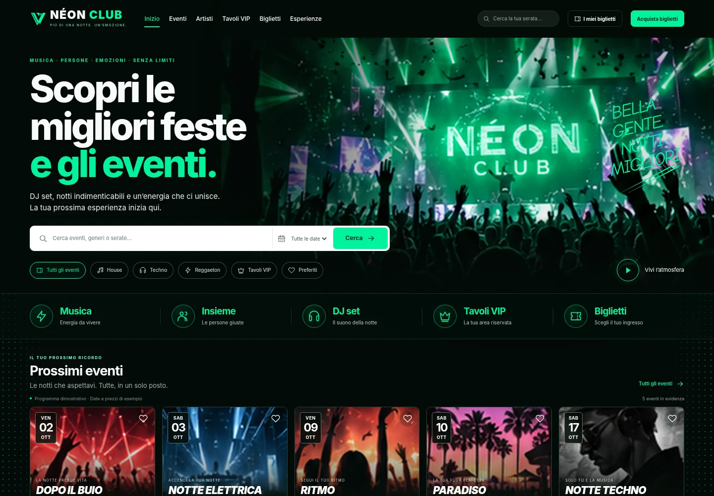 NÉON CLUB — Anteprima del sito